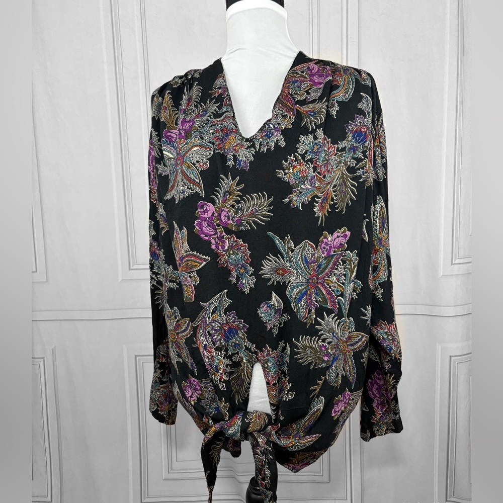 Vintage Floral Black Blouse